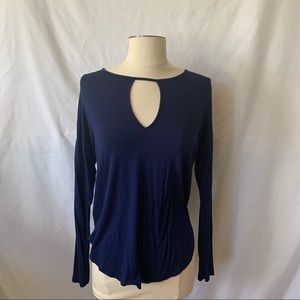 Navy Long Sleeve Key Hole shirt